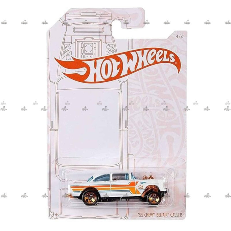 Hot Wheels Exclusive   55 Chevy Bel Air Gasser   52nd Anniversary Edition   PEARL AND CHROME