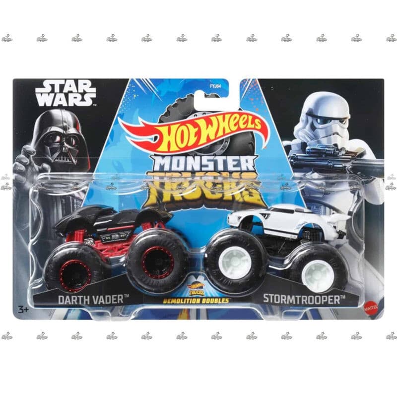 Hot Wheels Monster Trucks  Darth Vader Stromtrooper  Star Wars  DEMOLITION DOUBLES