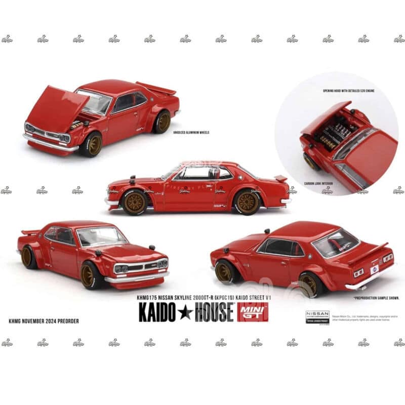 mini gt   kaido house   175 nissan skyline 2000 gt r kpgc 10 kaido street v1