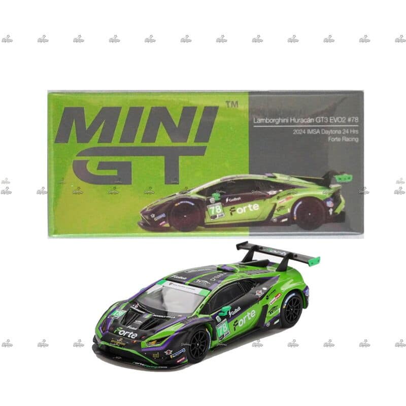 MINI GT Lamborghini Huracan GT3 EVO2 #78 Forte Racing 2024 IMSA Daytona 24 Hrs #1062 a
