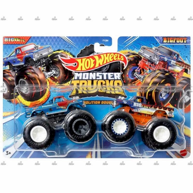 Hot Wheels Monster Trucks Big Bite & Big Foot DEMOLITION DOUBLE #2024