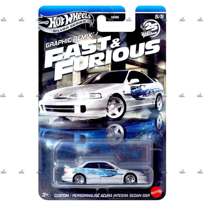 Hot Wheels Silver Series   Custom Personnalise Acura Integra Sedan GSR   GRAPHIC REMIX FAST FURIOUS 2025