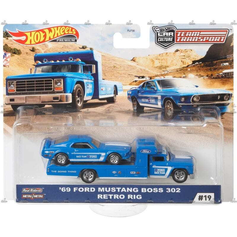 Hot Wheels Premium Team Transport 69 Ford Mustang Boss 302 and Retro Rig