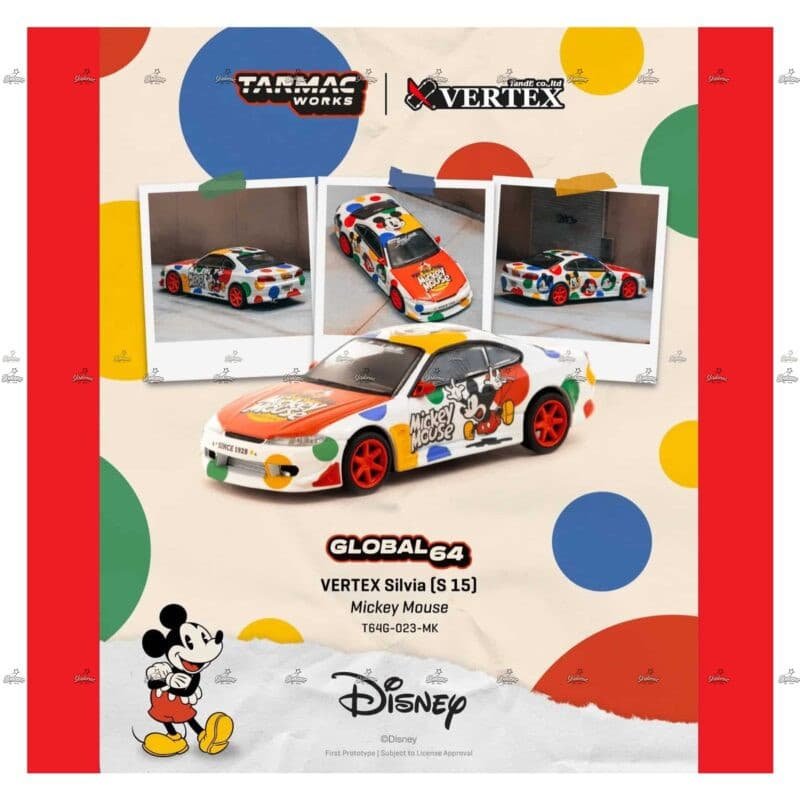 Tarmac Works Vertex Silvia S 15 Mickey Mouse DISNEY EDITION