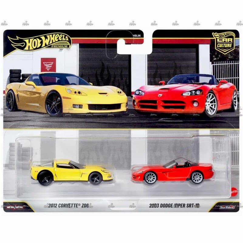Hot Wheels Premium 2 Pack 2012 Corvette Z06 & 2003 Dodge Viper SRT 10 #2026