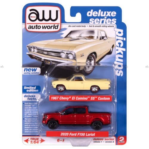 Autoworld Packs 1967 Chevy El Camino SS Custom & 2020 Ford F150 Lariat PICKUPS DELUXE SERIES #2025 b