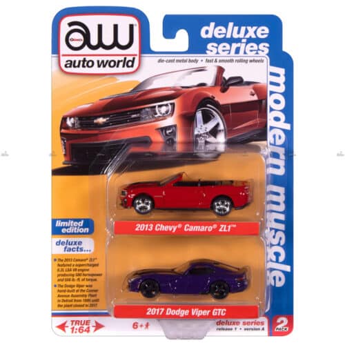 Autoworld Packs 2013 Chevy Camaro ZL1 & 2017 Dodge Viper GTC MODERN MUSCLE DELUXE SERIES #2025