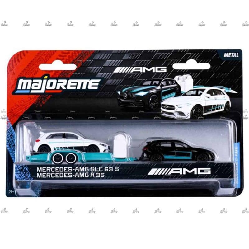 Majorette Premium Trailer Set – Mercedes AMG GLC 63 S Mercedes AMG A 35 AMG 2025