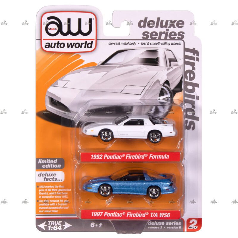 Autoworld Packs 1992 Pontiac Firebird Formula 1997 Pontiac Firebord TA WS6 FIREBIRDS DELUXE SERIES 2025 A