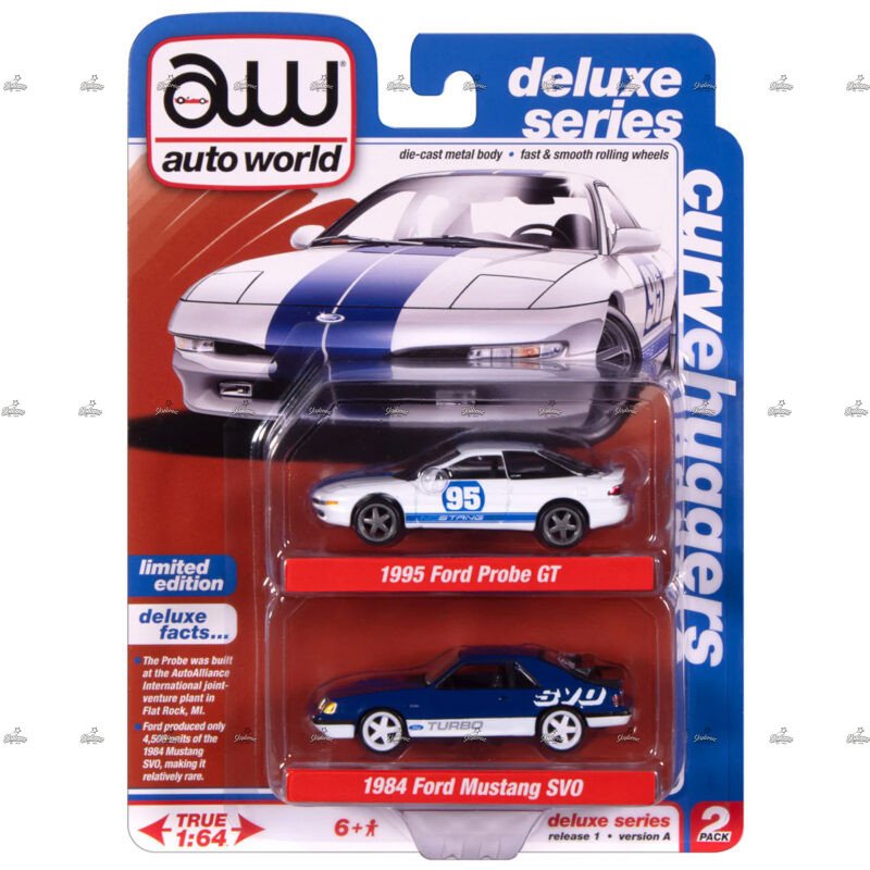 Autoworld Packs 1995 Ford Probe Gt 1984 Ford Mustang SVO CURVEHUGGERS DELUXE SERIES 2025