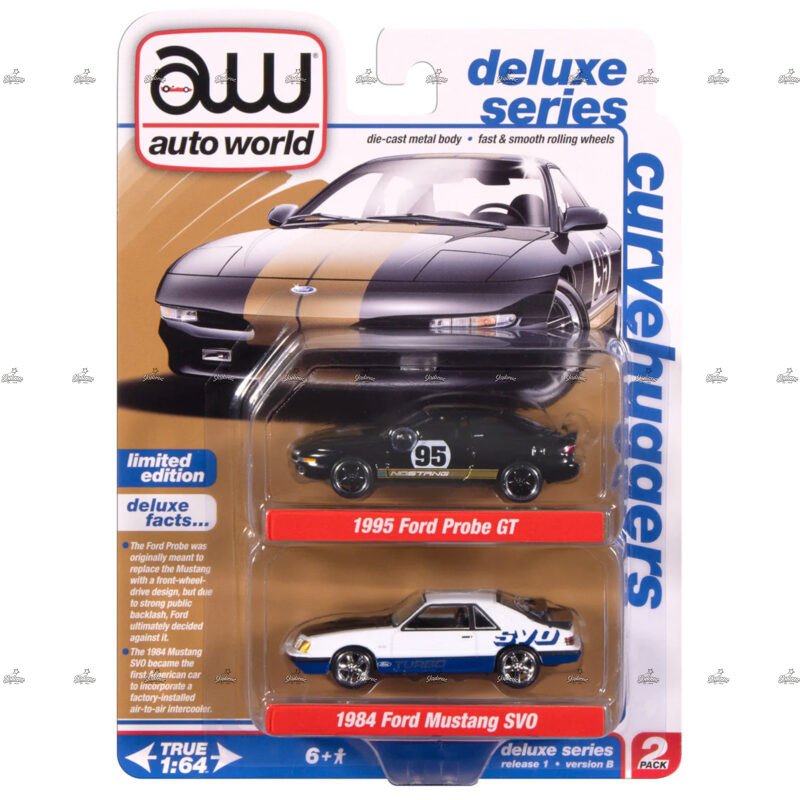 Autoworld Packs 1995 Ford Probe Gt 1984 Ford Mustang SVO CURVEHUGGERS DELUXE SERIES 2025 B