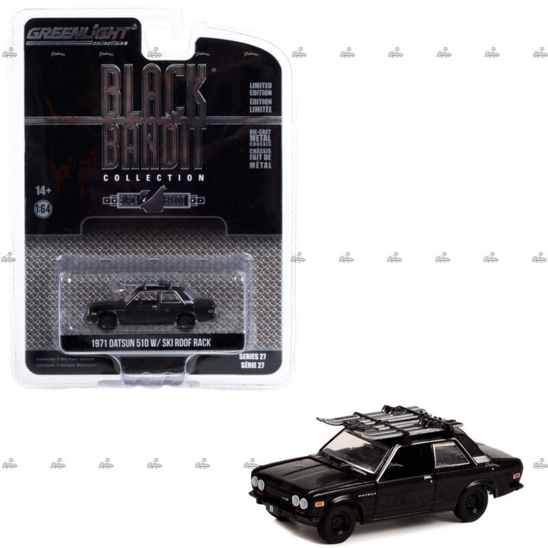 Greenlight 1971 Datsun 510 With Ski Roof Rack BLACK BANDIT COLLECTION