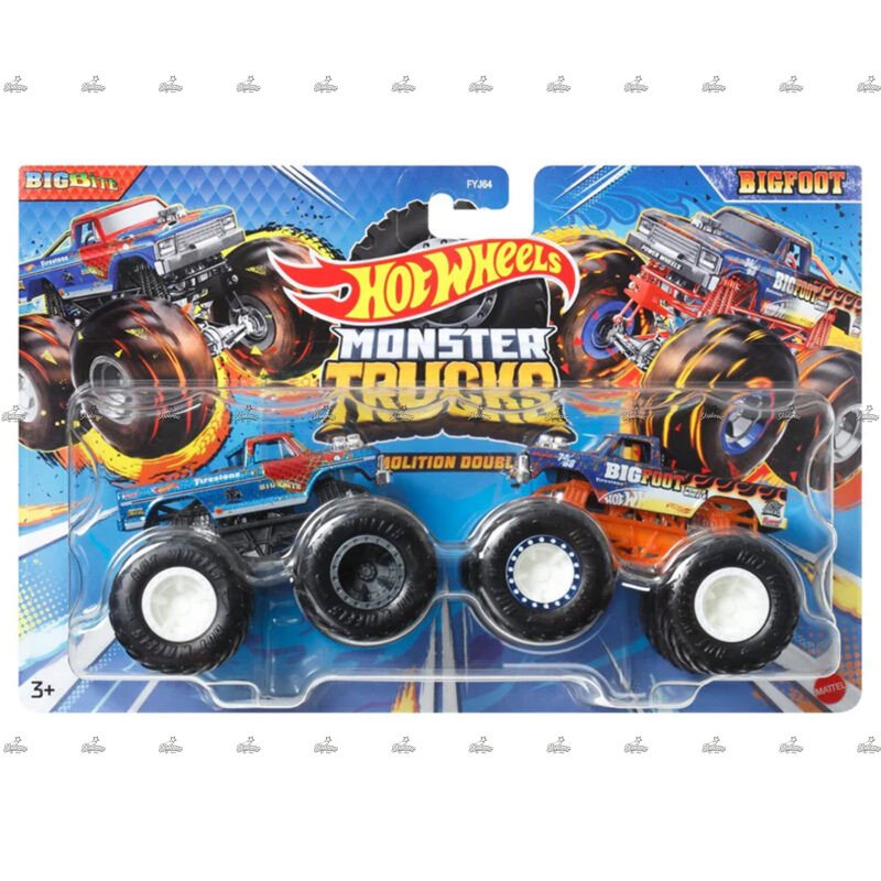 Hot Wheels Monster Trucks BigBite BigFoot DEMOLITION DOUBLES