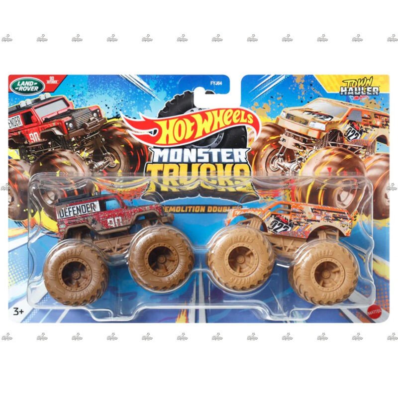 Hot Wheels Monster Trucks Land Rover Defender Town Hauler DEMOLITION DOUBLES