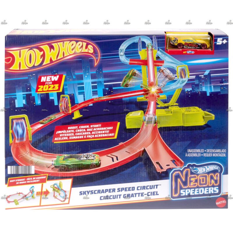 Hot Wheels Neon Speeders Track Set Skyscrapper Speed Circuit