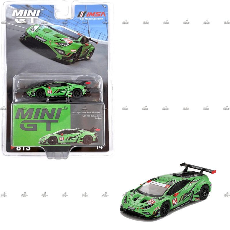 MINI GT Lamborghini Huracan GT3 EVO2 63 IMSA 2003 Daytona 24 Hrs IRON LYNX 813 Q