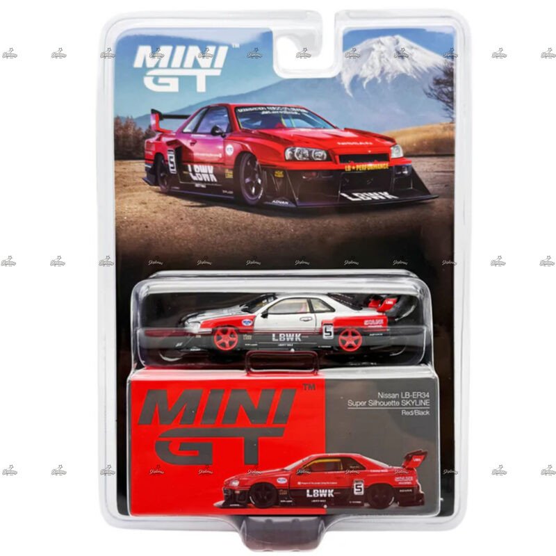 MINI GT Nissan LB ER34 Super Silhoutte Skyline RedBlack 843 CHASE