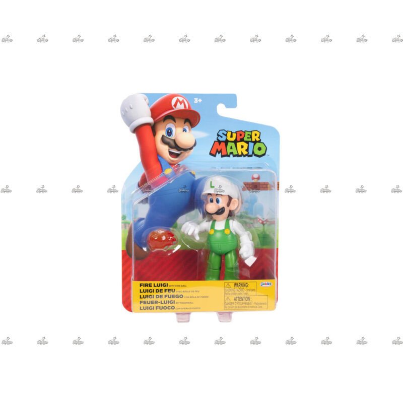 Nintendo Super Mario 4 Inch Action Figure FIRE LUIGI